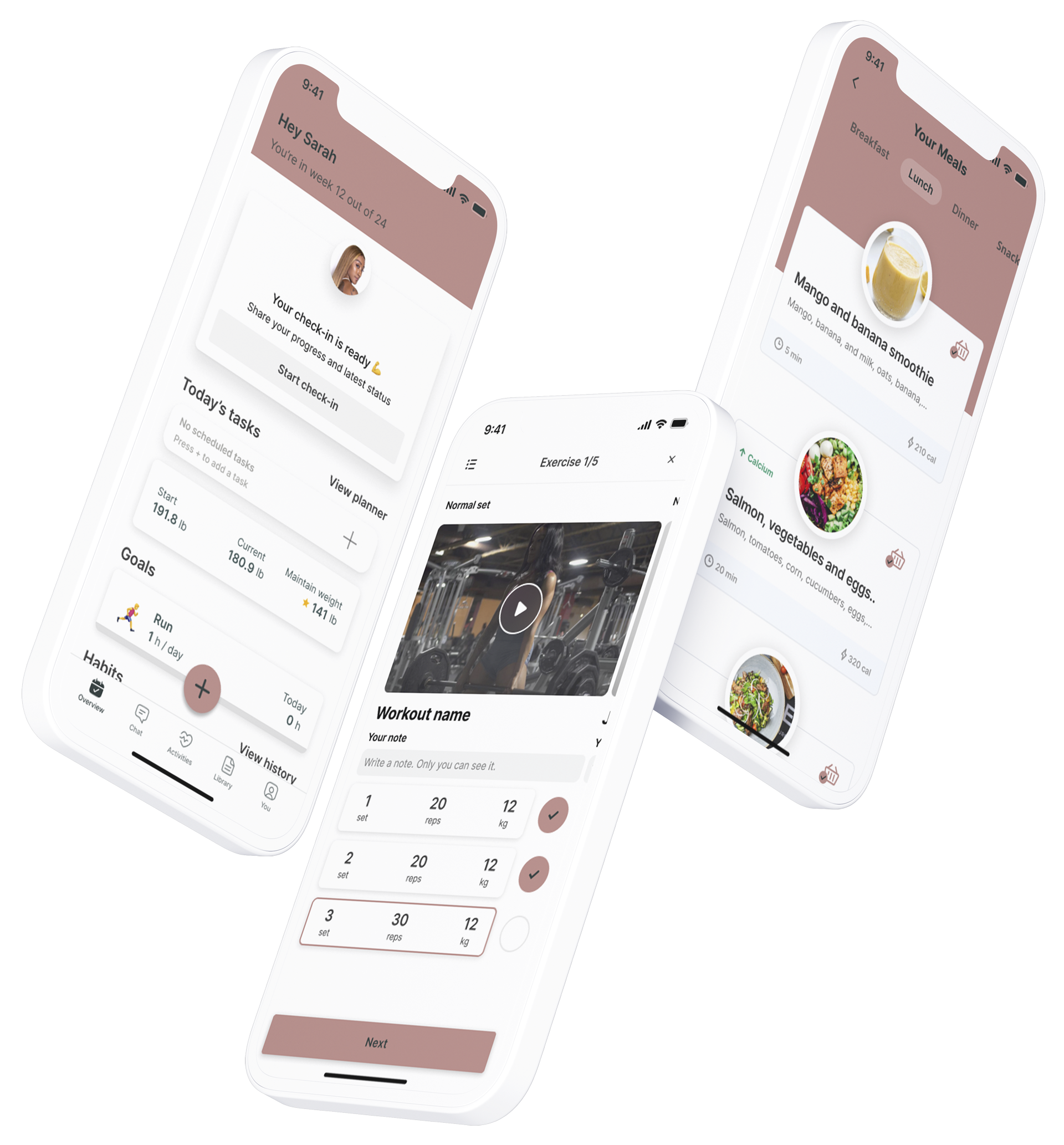 A mockup of the coaching app showcasing the features.
